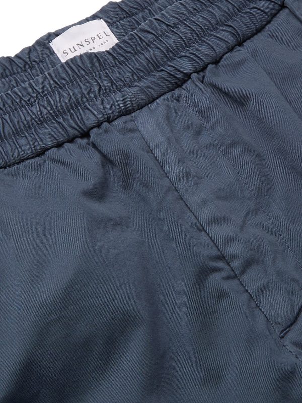 Navy Garment-Dyed Cotton-Twill Drawstring Trousers - E1 Navy Garment-Dyed Cotton-Twill Drawstring Trousers - E1