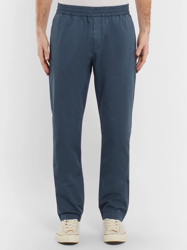 Navy Garment-Dyed Cotton-Twill Drawstring Trousers - FR Navy Garment-Dyed Cotton-Twill Drawstring Trousers - FR