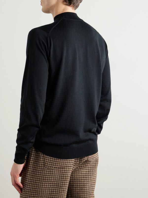 Slim-Fit Merino Wool Mock-Neck Sweater - BK Slim-Fit Merino Wool Mock-Neck Sweater - BK