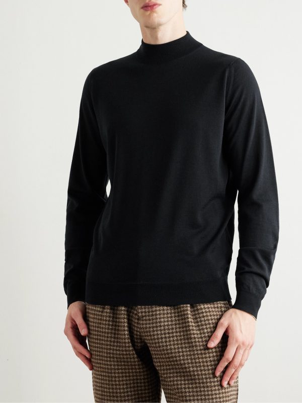 Slim-Fit Merino Wool Mock-Neck Sweater - FR Slim-Fit Merino Wool Mock-Neck Sweater - FR