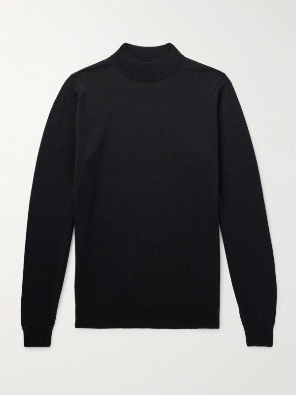Slim-Fit Merino Wool Mock-Neck Sweater Slim-Fit Merino Wool Mock-Neck Sweater