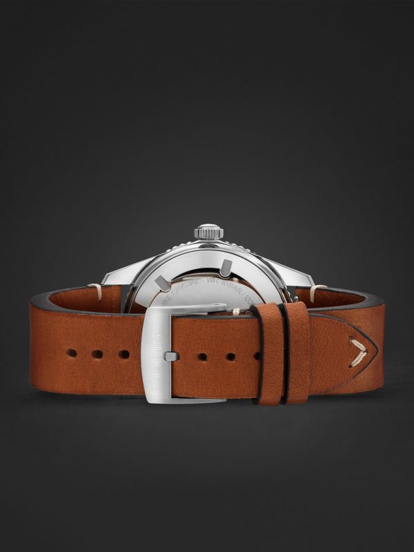 Divers Sixty-Five Date Automatic 42mm Stainless Steel and Leather Watch, Ref. No. 01 733 7720 4057-07 5 21 45 - E2