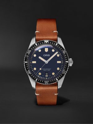 Divers Sixty-Five Date Automatic 40mm Stainless Steel and Leather Watch, Ref. No. 01 733 7707 4055-07 5 20 45 Divers Sixty-Five Date Automatic 40mm Stainless Steel and Leather Watch, Ref. No. 01 733 7707 4055-07 5 20 45