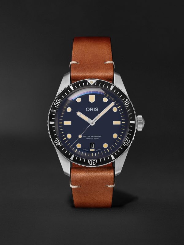 Divers Sixty-Five Date Automatic 40mm Stainless Steel and Leather Watch, Ref. No. 01 733 7707 4055-07 5 20 45 Divers Sixty-Five Date Automatic 40mm Stainless Steel and Leather Watch, Ref. No. 01 733 7707 4055-07 5 20 45