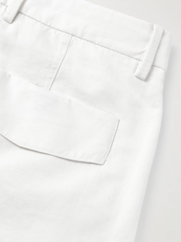 Straight-Leg Pleated Cotton and Linen-Blend Twill Shorts - CU
