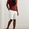 Straight-Leg Pleated Cotton and Linen-Blend Twill Shorts - OU