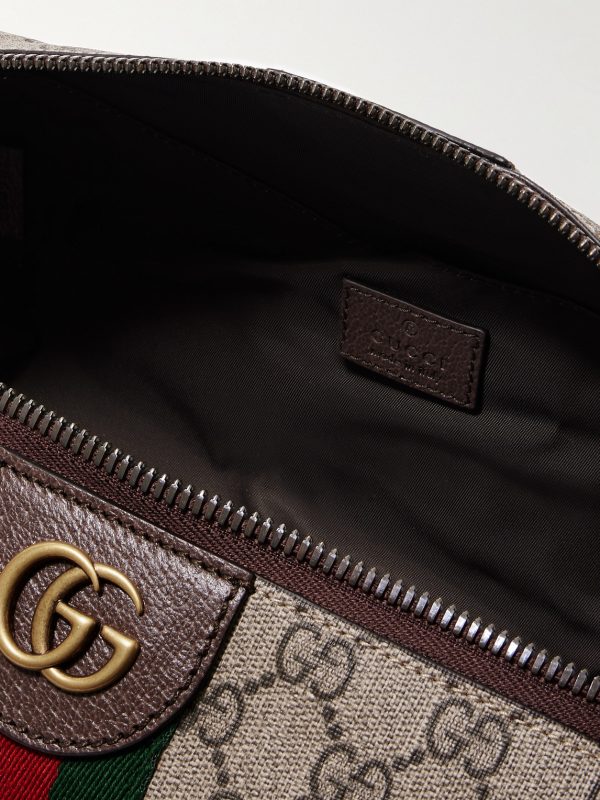 Savoy Leather-Trimmed Coated-Canvas Jacquard Wash Bag - E1 Savoy Leather-Trimmed Coated-Canvas Jacquard Wash Bag - E1