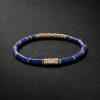 Gold Lapis Lazuli Heishi Beaded Bracelet - BK Gold Lapis Lazuli Heishi Beaded Bracelet - BK