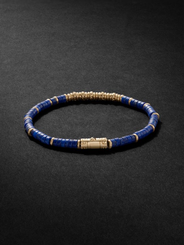 Gold Lapis Lazuli Heishi Beaded Bracelet - BK Gold Lapis Lazuli Heishi Beaded Bracelet - BK