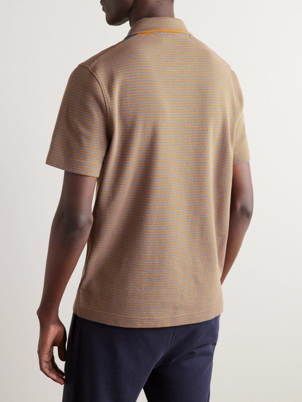 Striped Organic Cotton Polo Shirt - BK