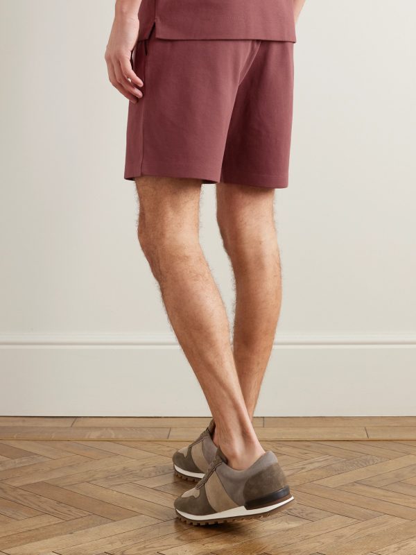 Straight-Leg Organic Cotton-Piqué Drawstring Shorts - BK Straight-Leg Organic Cotton-Piqué Drawstring Shorts - BK