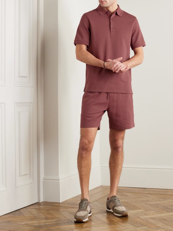 Straight-Leg Organic Cotton-Piqué Drawstring Shorts - OU Straight-Leg Organic Cotton-Piqué Drawstring Shorts - OU