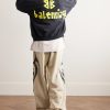 Tape Type Oversized Distressed Logo-Print Cotton-Jersey Hoodie - OU Tape Type Oversized Distressed Logo-Print Cotton-Jersey Hoodie - OU
