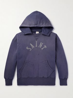 Logo-Print Distressed Cotton-Jersey Hoodie Logo-Print Distressed Cotton-Jersey Hoodie