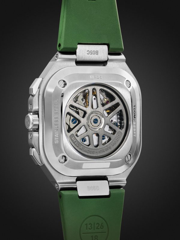 BR 05 Automatic Chronograph 42mm Stainless Steel and Rubber Watch, Ref. No. BR05C-GN-ST/SRB - BK BR 05 Automatic Chronograph 42mm Stainless Steel and Rubber Watch, Ref. No. BR05C-GN-ST/SRB - BK