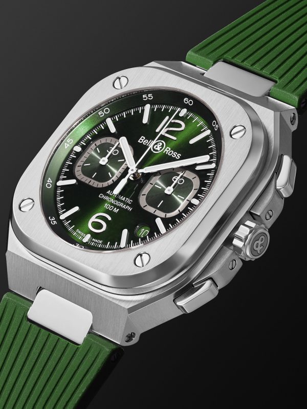 BR 05 Automatic Chronograph 42mm Stainless Steel and Rubber Watch, Ref. No. BR05C-GN-ST/SRB - FR BR 05 Automatic Chronograph 42mm Stainless Steel and Rubber Watch, Ref. No. BR05C-GN-ST/SRB - FR