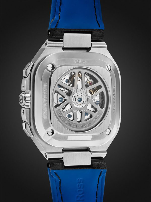BR 05 Alpine Automatic Chronograph 42mm Stainless Steel and Leather Watch, Ref. No. BR05C-A523-ST/SCA - BK
