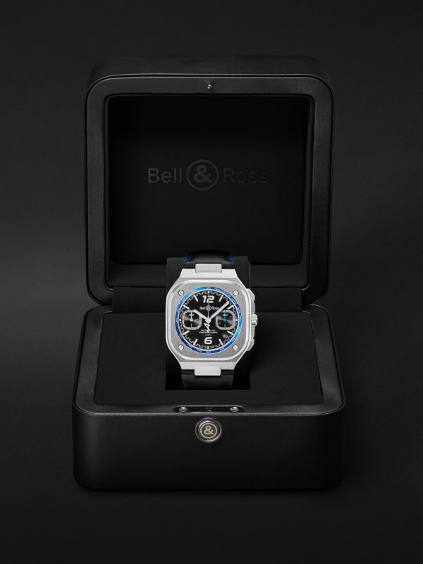 BR 05 Alpine Automatic Chronograph 42mm Stainless Steel and Leather Watch, Ref. No. BR05C-A523-ST/SCA - E3