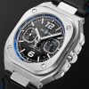 BR 05 Alpine Automatic Chronograph 42mm Stainless Steel and Leather Watch, Ref. No. BR05C-A523-ST/SCA - FR