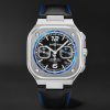 BR 05 Alpine Automatic Chronograph 42mm Stainless Steel and Leather Watch, Ref. No. BR05C-A523-ST/SCA