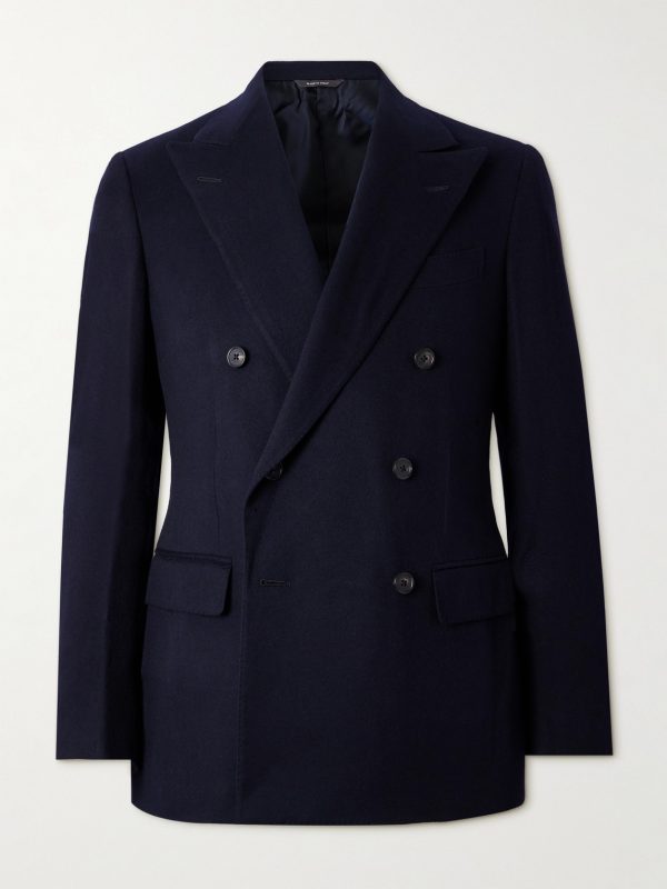 Milano Double-Breasted Brushed Cashmere Blazer