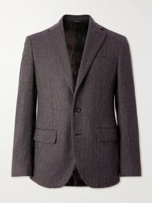 Torino Pinstripe Herringbone Cashmere-Tweed Blazer