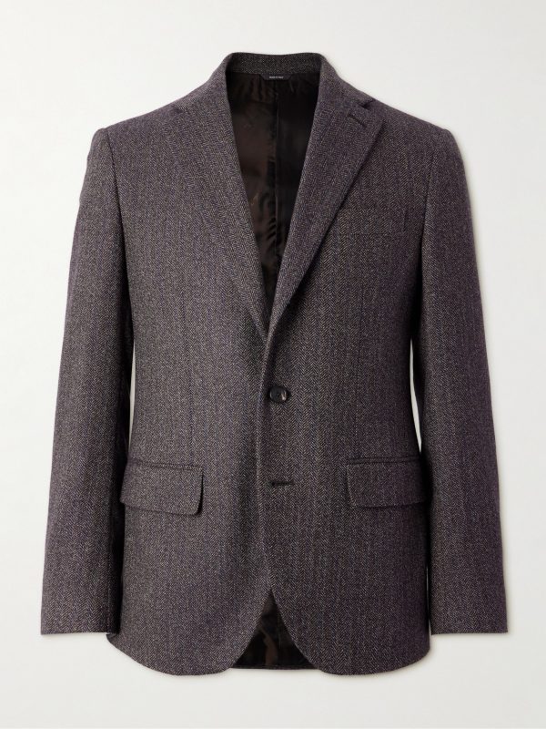 Torino Pinstripe Herringbone Cashmere-Tweed Blazer Torino Pinstripe Herringbone Cashmere-Tweed Blazer