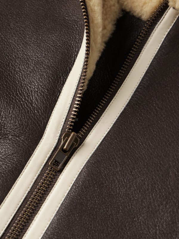 Leather-Trimmed Shearling Jacket - CU