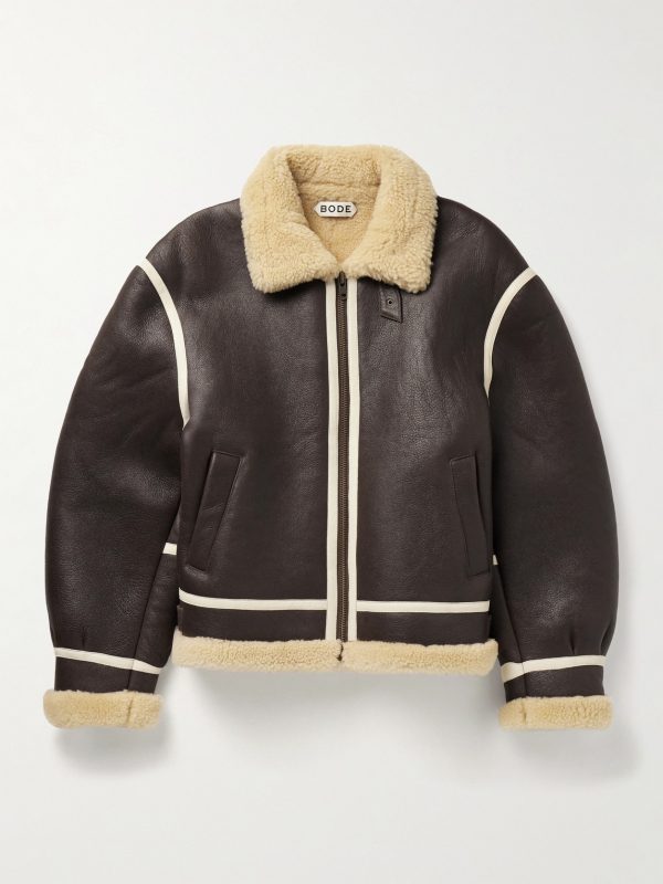 Leather-Trimmed Shearling Jacket