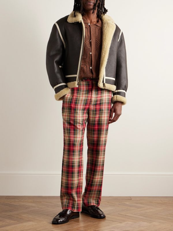 Leather-Trimmed Shearling Jacket - OU