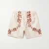 Straight-Leg Embroidered Cotton-Canvas Shorts
