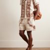 Straight-Leg Embroidered Cotton-Canvas Shorts - OU