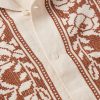 Rose Garland Camp-Collar Cross-Stitched Linen Shirt - CU Rose Garland Camp-Collar Cross-Stitched Linen Shirt - CU