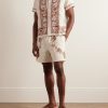 Rose Garland Camp-Collar Cross-Stitched Linen Shirt - OU Rose Garland Camp-Collar Cross-Stitched Linen Shirt - OU