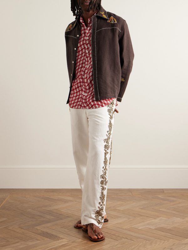 Show Pony Embroidered Linen Shirt - OU Show Pony Embroidered Linen Shirt - OU