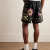 Wide-Leg Embroidered Linen Shorts - BK Wide-Leg Embroidered Linen Shorts - BK