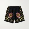 Wide-Leg Embroidered Linen Shorts Wide-Leg Embroidered Linen Shorts