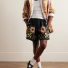 Wide-Leg Embroidered Linen Shorts - OU Wide-Leg Embroidered Linen Shorts - OU