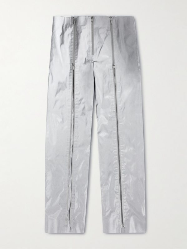 Straight-Leg Zip-Embellished Reflective Shell Trousers - E2 Straight-Leg Zip-Embellished Reflective Shell Trousers - E2