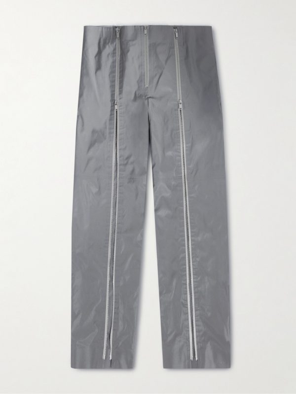 Straight-Leg Zip-Embellished Reflective Shell Trousers Straight-Leg Zip-Embellished Reflective Shell Trousers