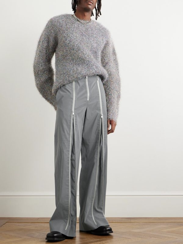 Straight-Leg Zip-Embellished Reflective Shell Trousers - OU Straight-Leg Zip-Embellished Reflective Shell Trousers - OU