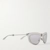 Mirrored D-Frame Silver-Tone Sunglasses - FR Mirrored D-Frame Silver-Tone Sunglasses - FR