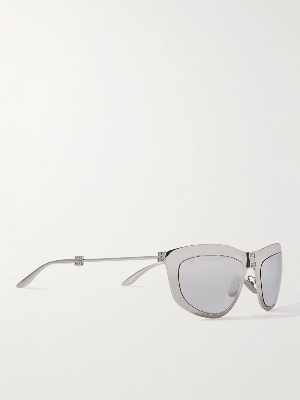 Mirrored D-Frame Silver-Tone Sunglasses - FR Mirrored D-Frame Silver-Tone Sunglasses - FR