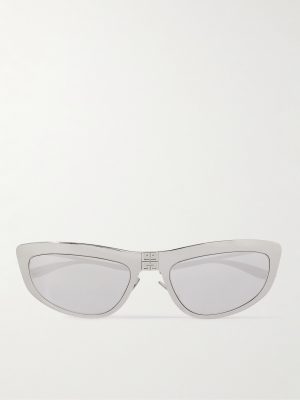 Mirrored D-Frame Silver-Tone Sunglasses