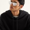 Mirrored D-Frame Silver-Tone Sunglasses - OU Mirrored D-Frame Silver-Tone Sunglasses - OU