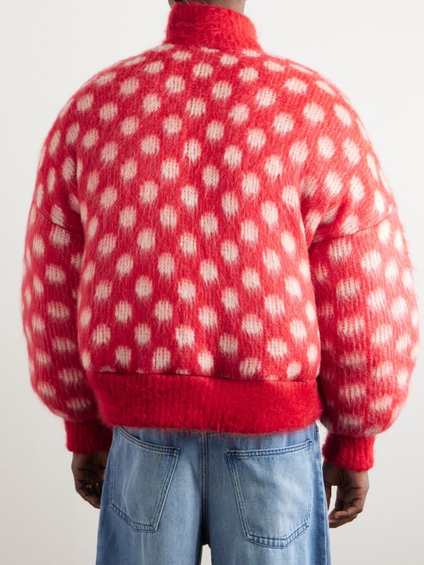 + Dingyun Zhang Polka-Dot Brushed-Knit Down Rollneck Sweater - BK
