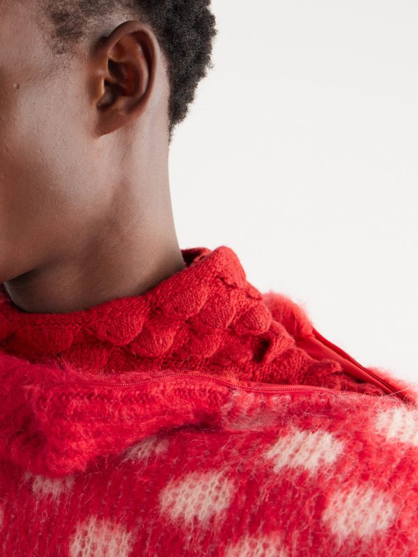 + Dingyun Zhang Polka-Dot Brushed-Knit Down Rollneck Sweater - E2