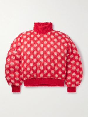 + Dingyun Zhang Polka-Dot Brushed-Knit Down Rollneck Sweater + Dingyun Zhang Polka-Dot Brushed-Knit Down Rollneck Sweater