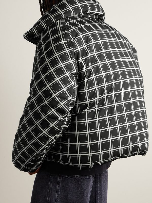 + Dingyun Zhang Oversized Checked Shell Down Jacket - BK + Dingyun Zhang Oversized Checked Shell Down Jacket - BK