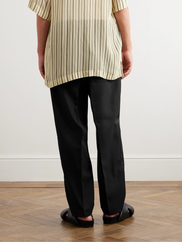 Tapered Cropped Gabardine Trousers - BK Tapered Cropped Gabardine Trousers - BK